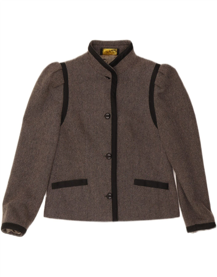 Jachetă vintage pentru femei cu 4 nasturi, UK 36, gri mic, color block