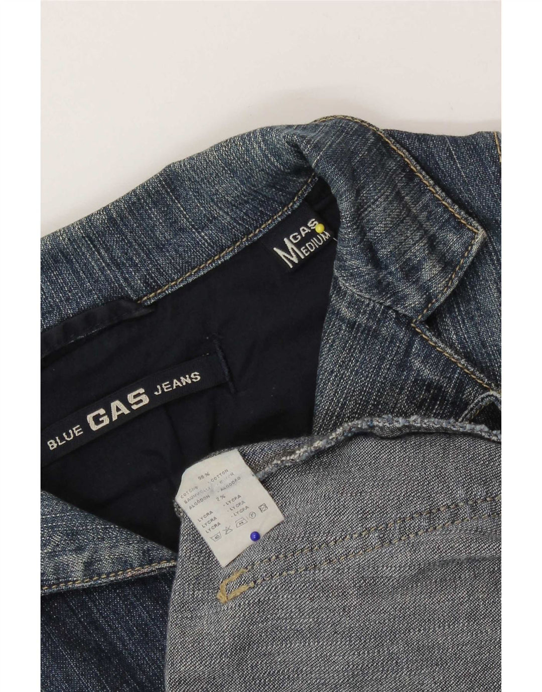 Jachetă pentru femei Gas Blazer din denim cu 3 nasturi UK 12 Bumbac albastru mediu