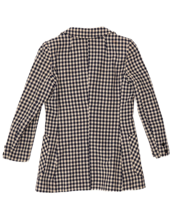 Jachetă pentru femei VINTAGE cu 3 nasturi, Marea Britanie 10 Mic Vichy, albastru bleumarin