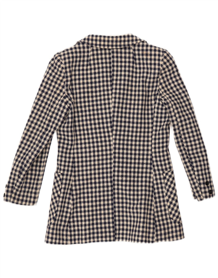 Jachetă pentru femei VINTAGE cu 3 nasturi, Marea Britanie 10 Mic Vichy, albastru bleumarin