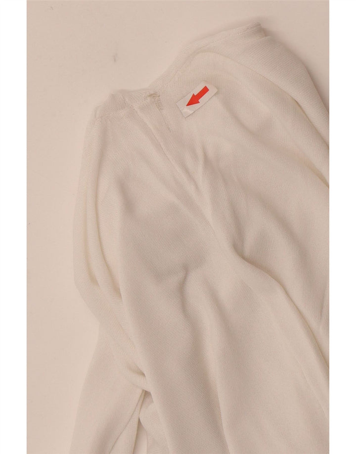 Top transparent cu mânecă lungă pentru femei Zara UK 12 Medium White Viscose
