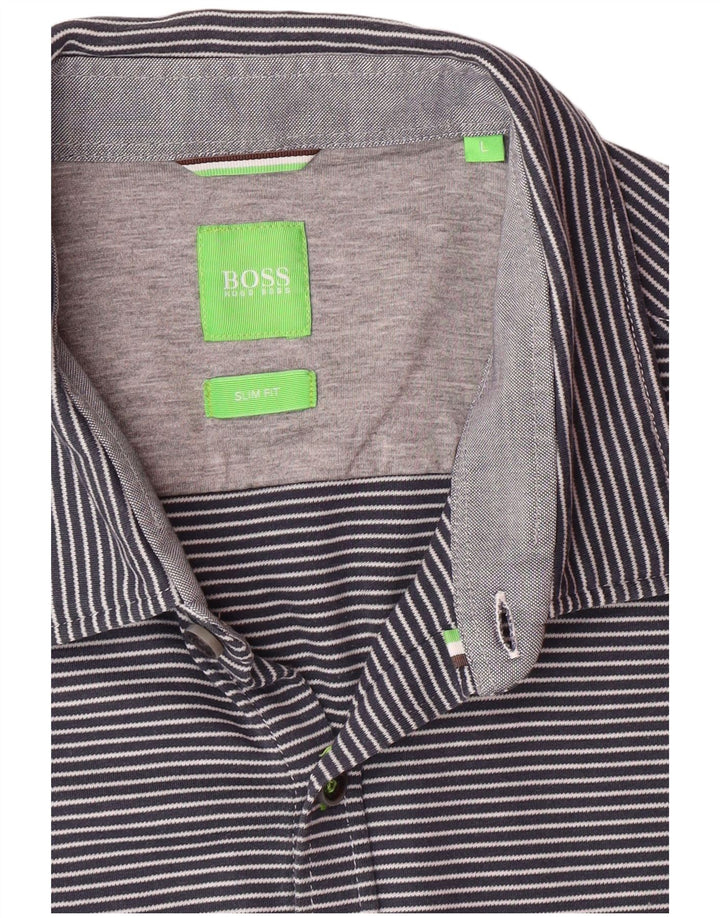 Cămașă cu mânecă scurtă pentru bărbați HUGO BOSS, mare, bleumarin, cu dungi