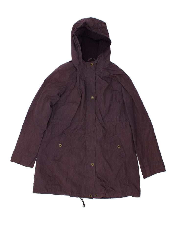 FAT FACE Womens Hooded Overcoat UK 14 Medium Purple Pinstripe Vintage Fat Face and Second-Hand Fat Face from Messina Hembry 