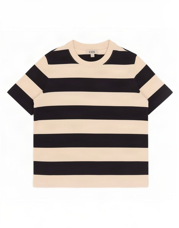 Cos Tricou pentru femei Top UK 14 Medium Black Striped Bumbac