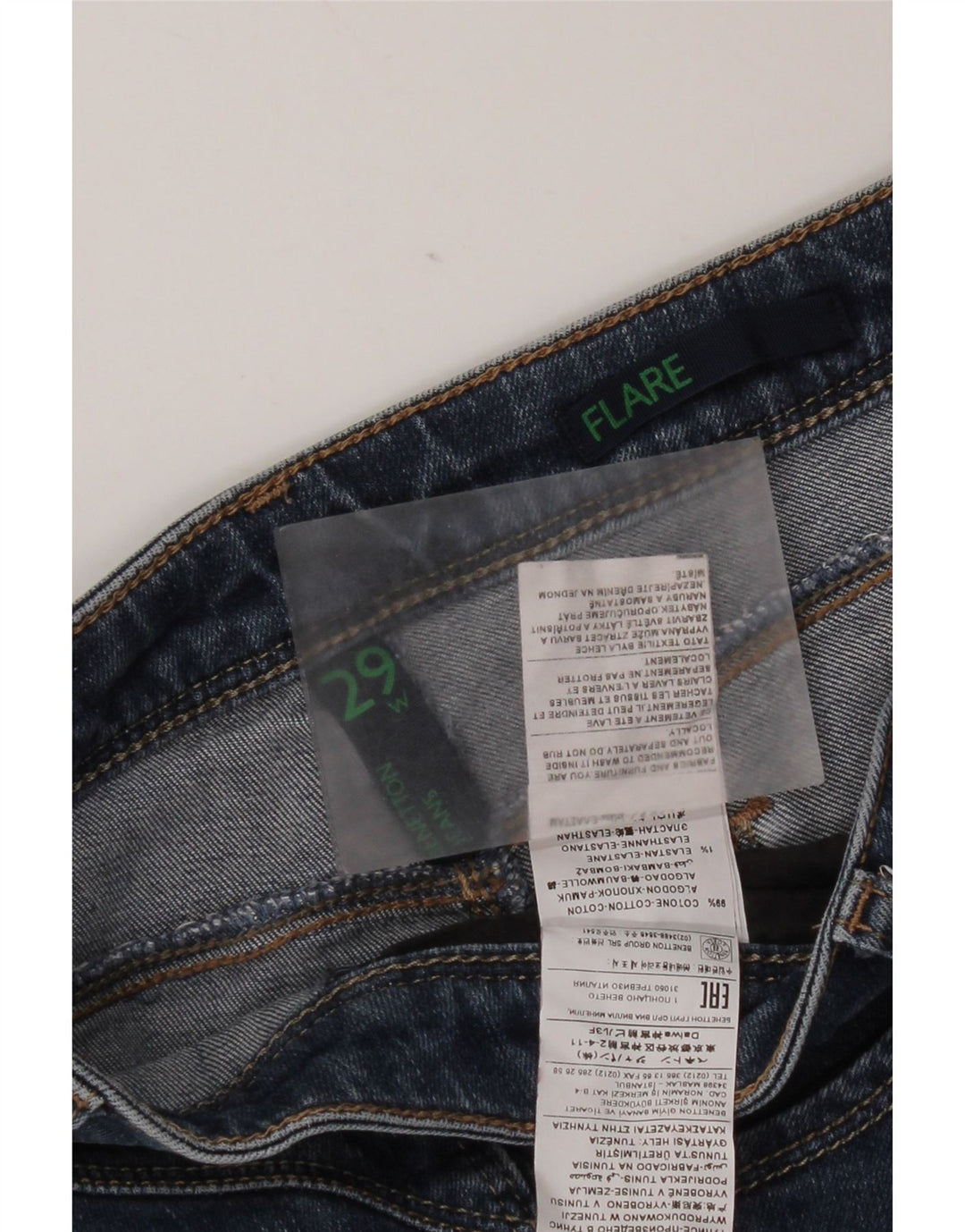 Blugi evazați pentru femei Benetton W29 L31 Bumbac albastru