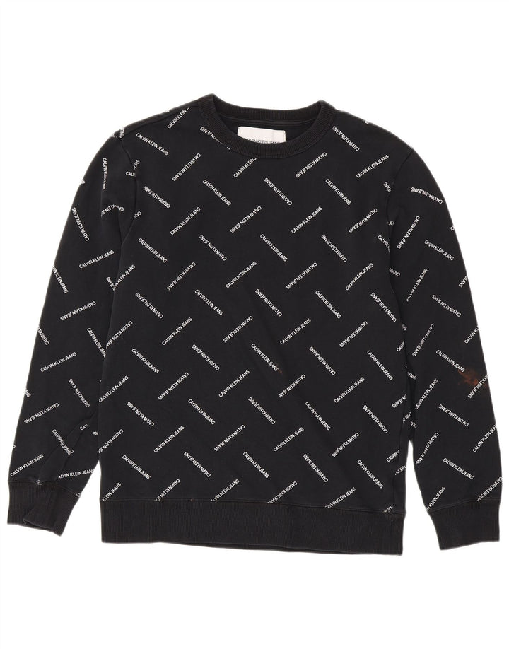 CALVIN KLEIN JEANS Hanorac grafic pentru bărbați Pulover Bumbac mediu negru