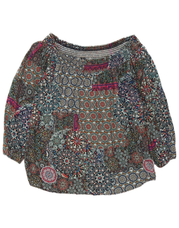 Top pentru femei Desigual, cu mâneci 3/4, cu umeri, UK 6 XS, multicolor, floral