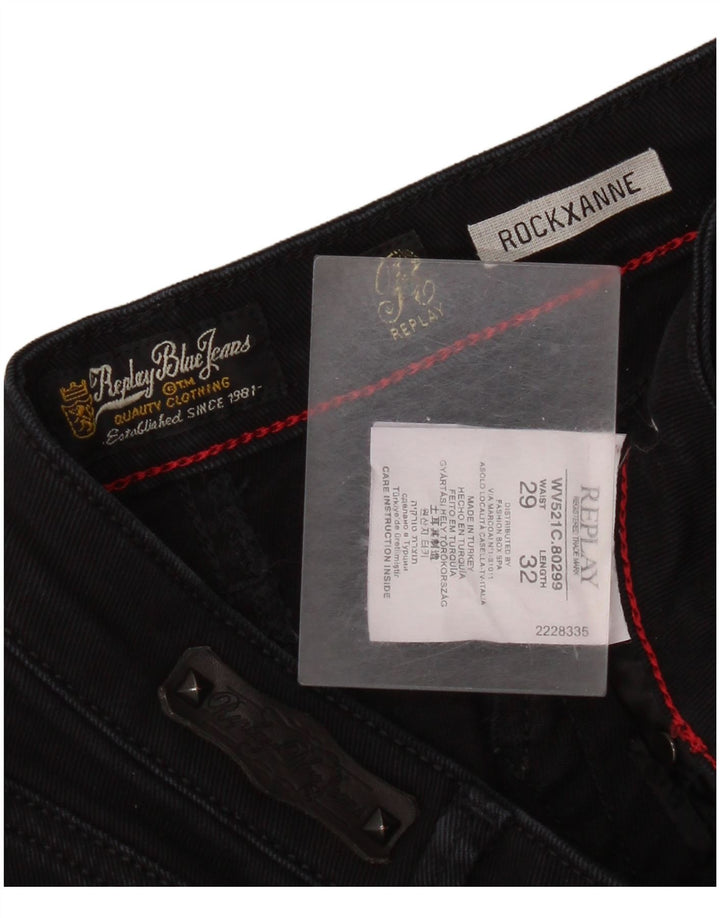 Replay Blugi Rockxanne Slim pentru femei W29 L29 bumbac negru