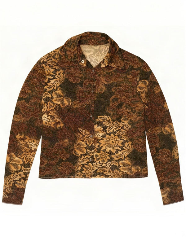 Bluză cămașă de epocă pentru femei UK 16 Large Multicolor Paisley Poliester