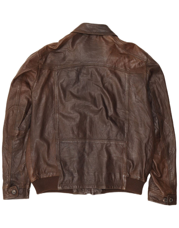 Jachetă de piele pentru bărbați Massimo Dutti UK 44 2XL maro