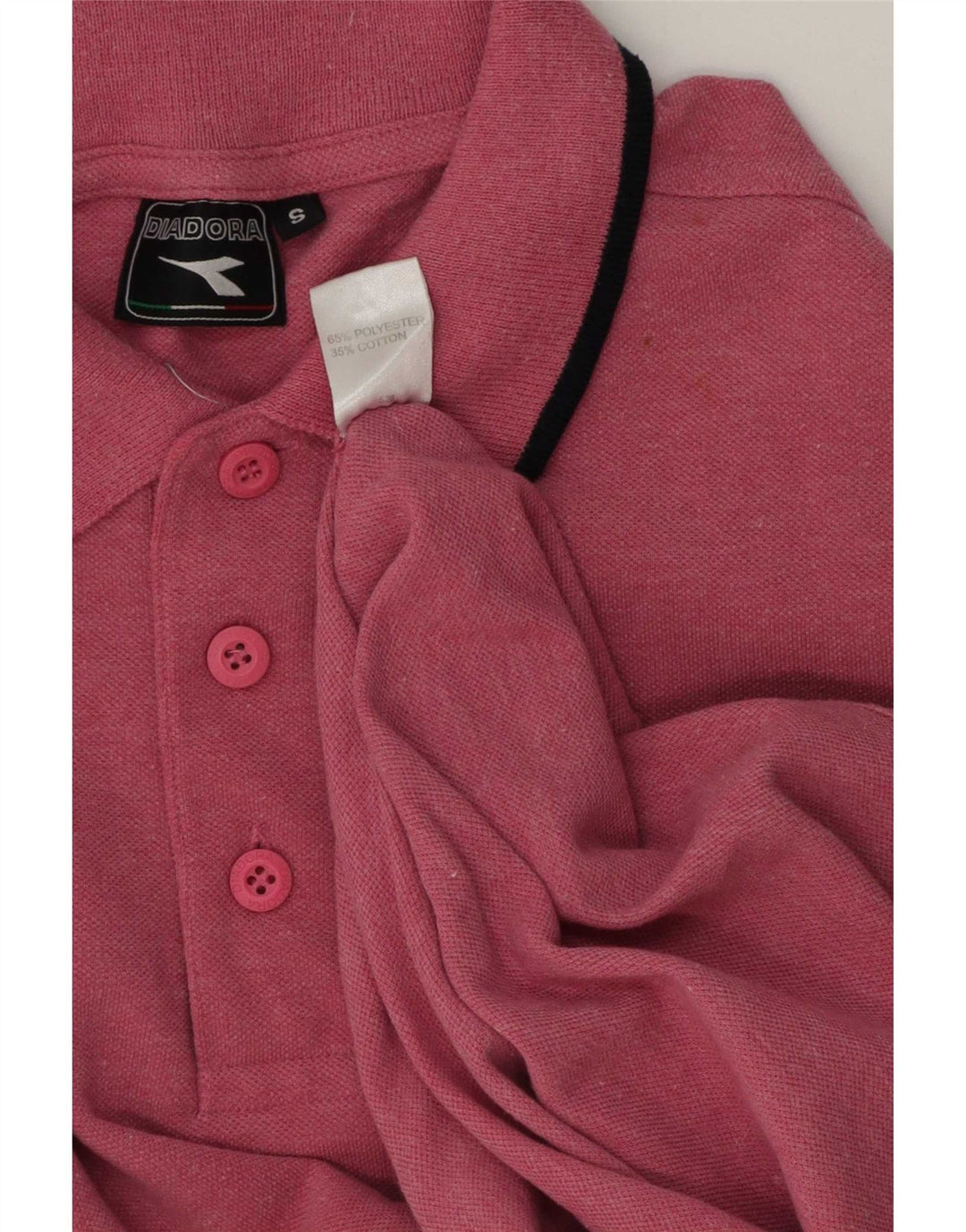 Tricou polo pentru bărbați Diadora, poliester cu dungi roz mic