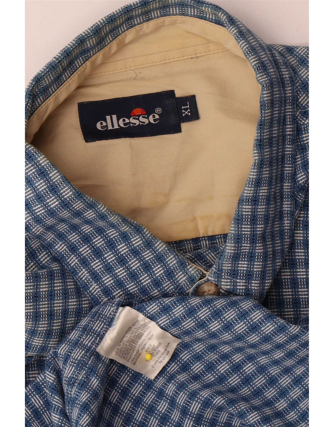 Cămașă cu mânecă scurtă pentru bărbați Ellesse, XL, bumbac cu carouri albastre