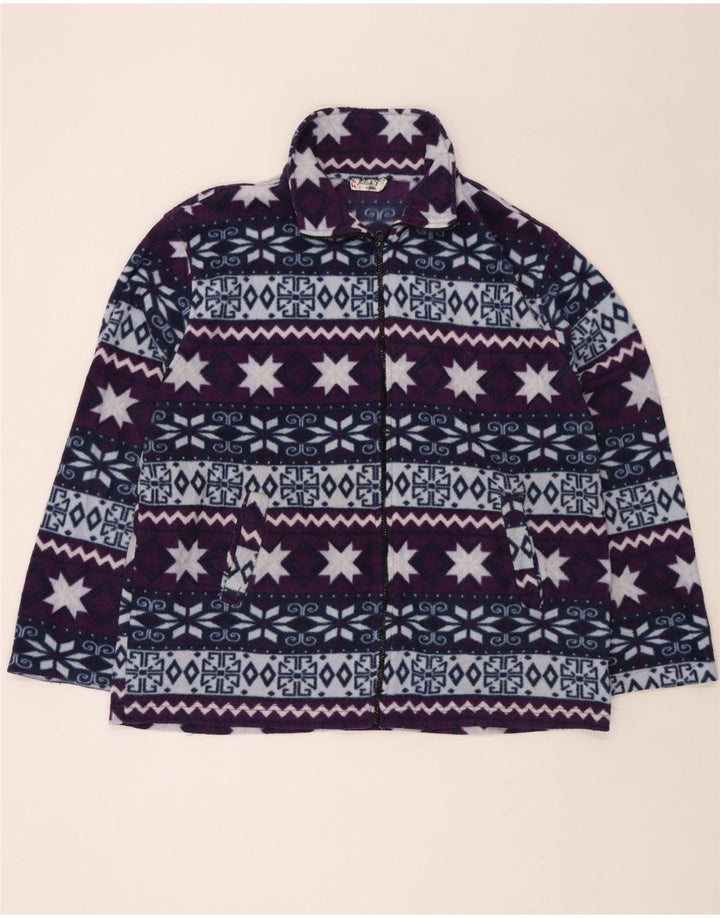 Jachetă din lână pentru femei VINTAGE UK 22 3XL Viscoză din Fair Isle violet