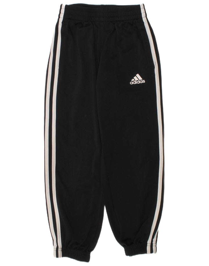 ADIDAS Boys Tracksuit Trousers Joggers 7-8 Years  Black Polyester