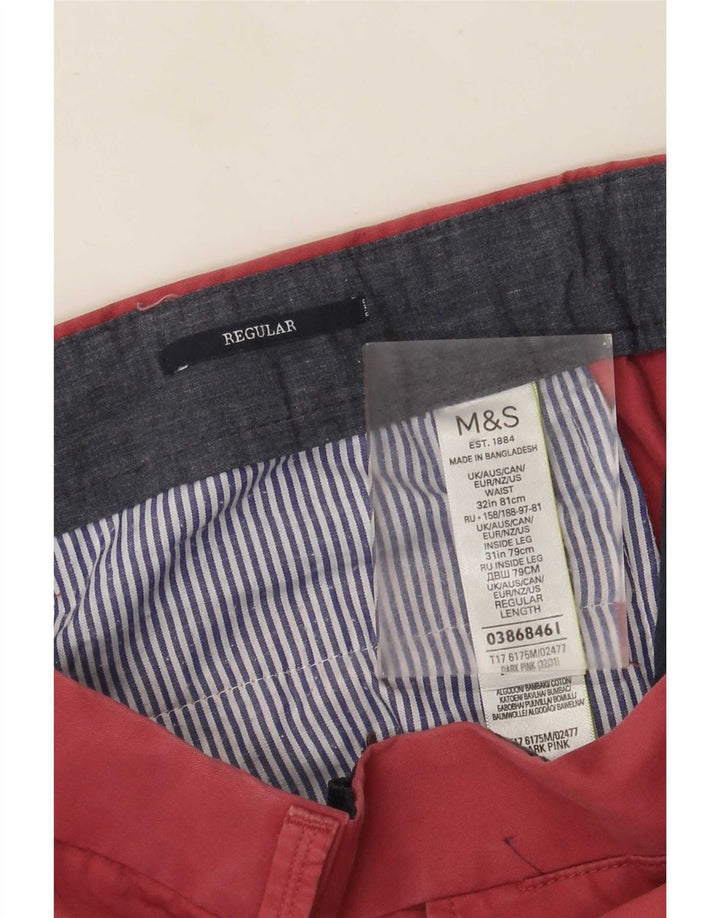 Marks & Spencer Pantaloni de costum obișnuit, drepti, pentru bărbați, L32 L28, bumbac roz