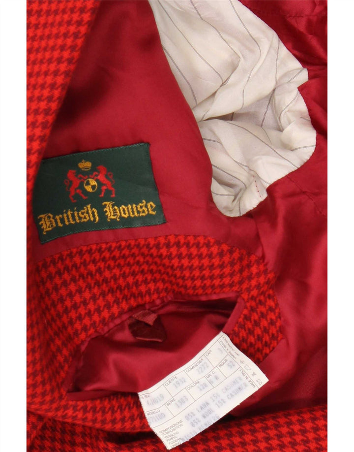 Jachetă vintage pentru bărbați cu 2 nasturi IT 52 XL Lână roșie din picior de hâine