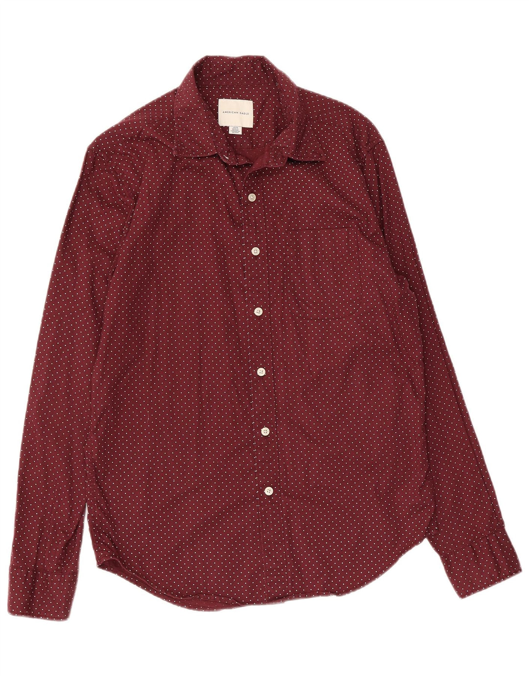 Cămașă pentru bărbați American Eagle, bumbac cu pete, burgundă