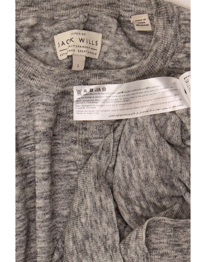 Pulover Jack Wills pentru bărbați, cu gât roșu, bumbac cu pete mare, gri