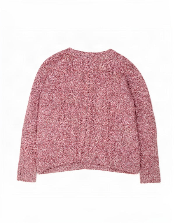 Pulover pentru femei Fat Face cu decolteu triplu UK 18 XL, bumbac cu pete roz
