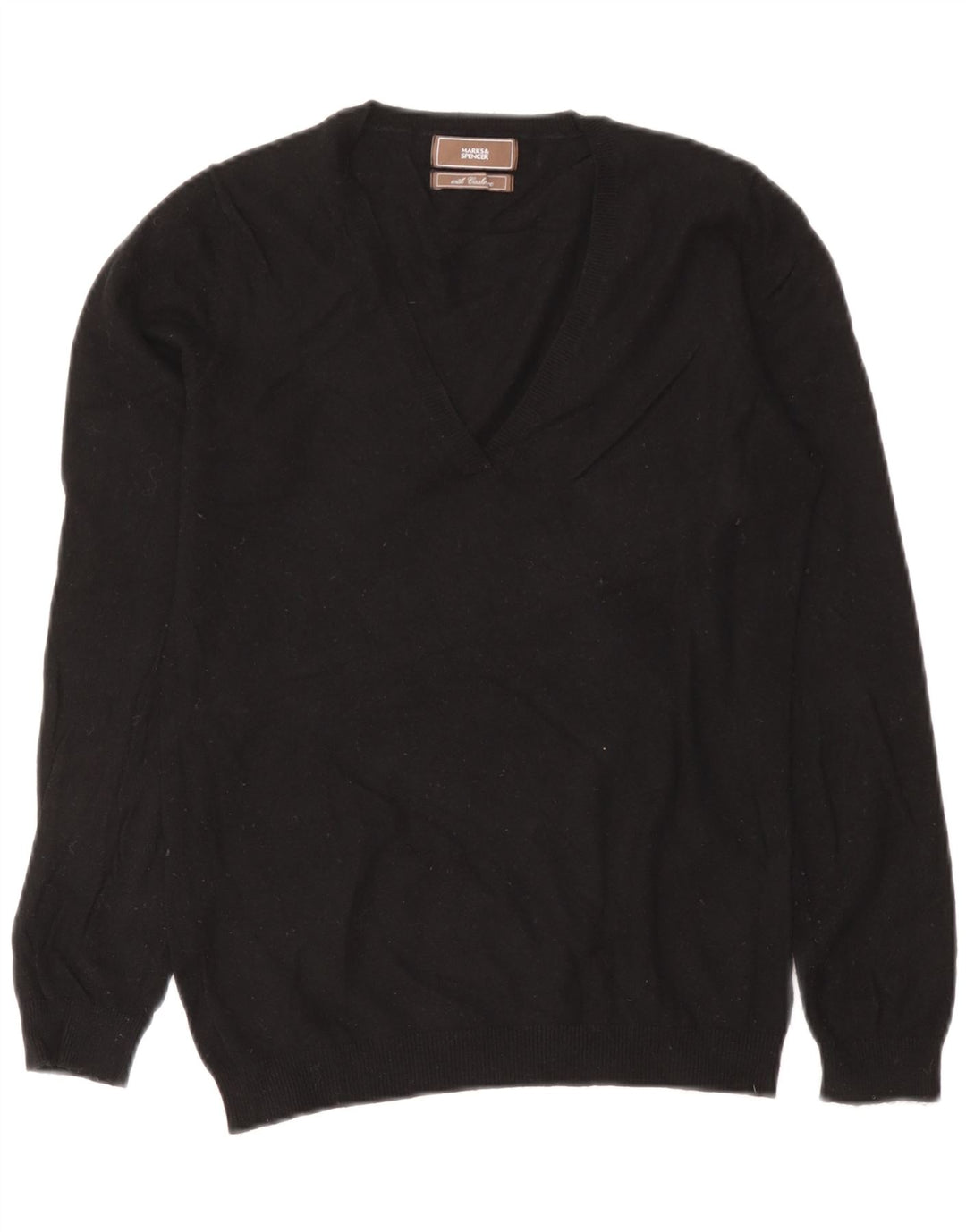 Pulover pentru femei Marks & Spencer cu decolteu în V UK 12 Medium Black Viscose