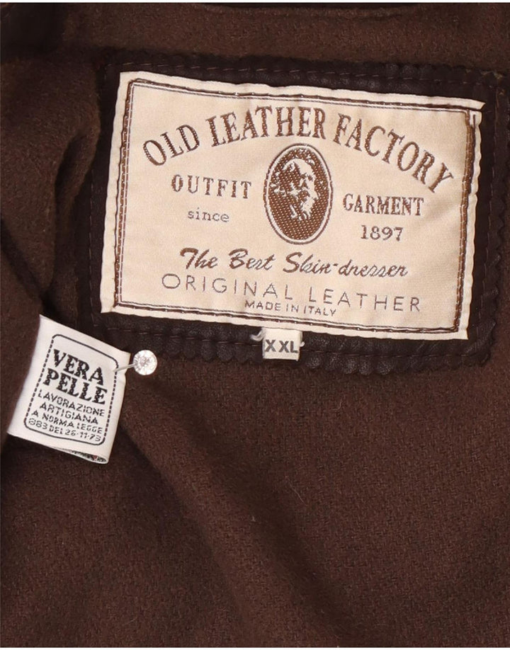 Palton din piele vintage pentru bărbați UK 44 2XL maro clasic