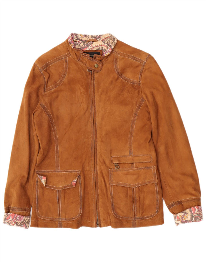 Jachetă vintage de piele intoarsa pentru femei IT 44 Medium Beige