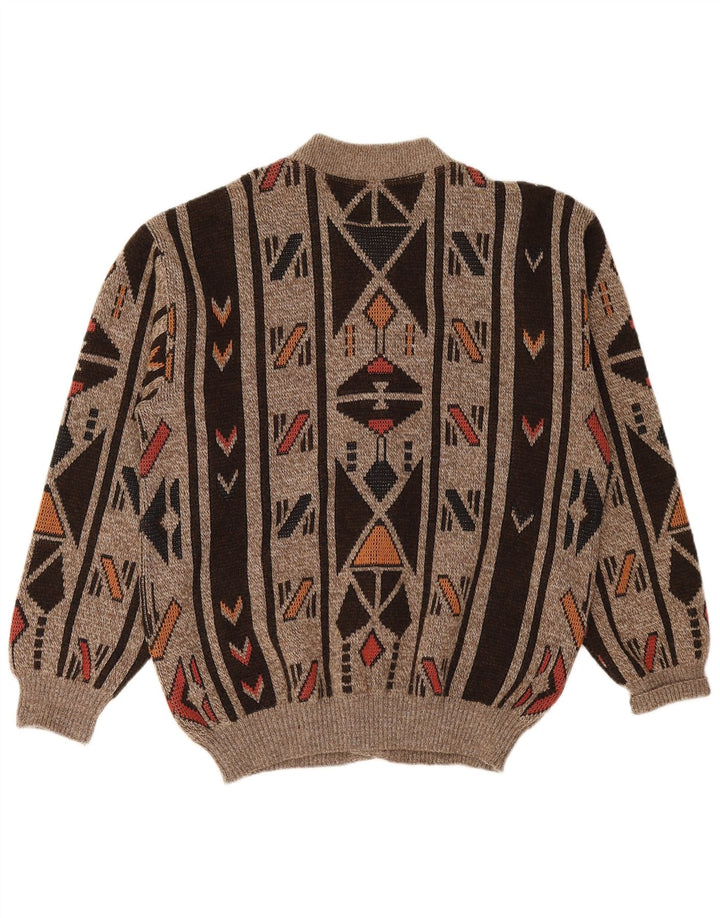 MARC RENE Pulover Cardigan Bărbați Mic Maro Geometric Acrilic