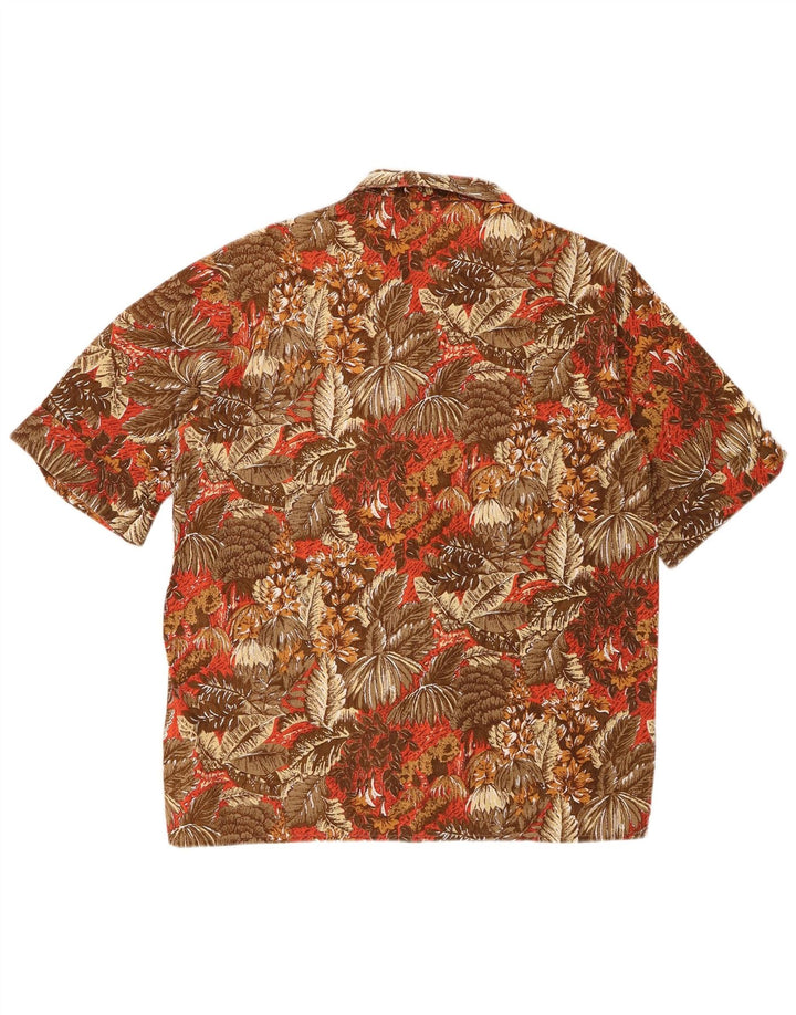 Cămașă Privilegi Bărbați cu mânecă scurtă din bumbac floral maro mediu