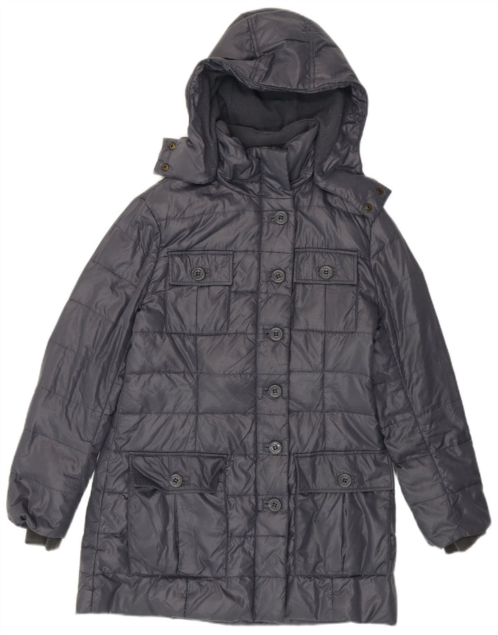 Palton căptușit cu glugă pentru femei Armani Jeans EU 38 Gri mediu