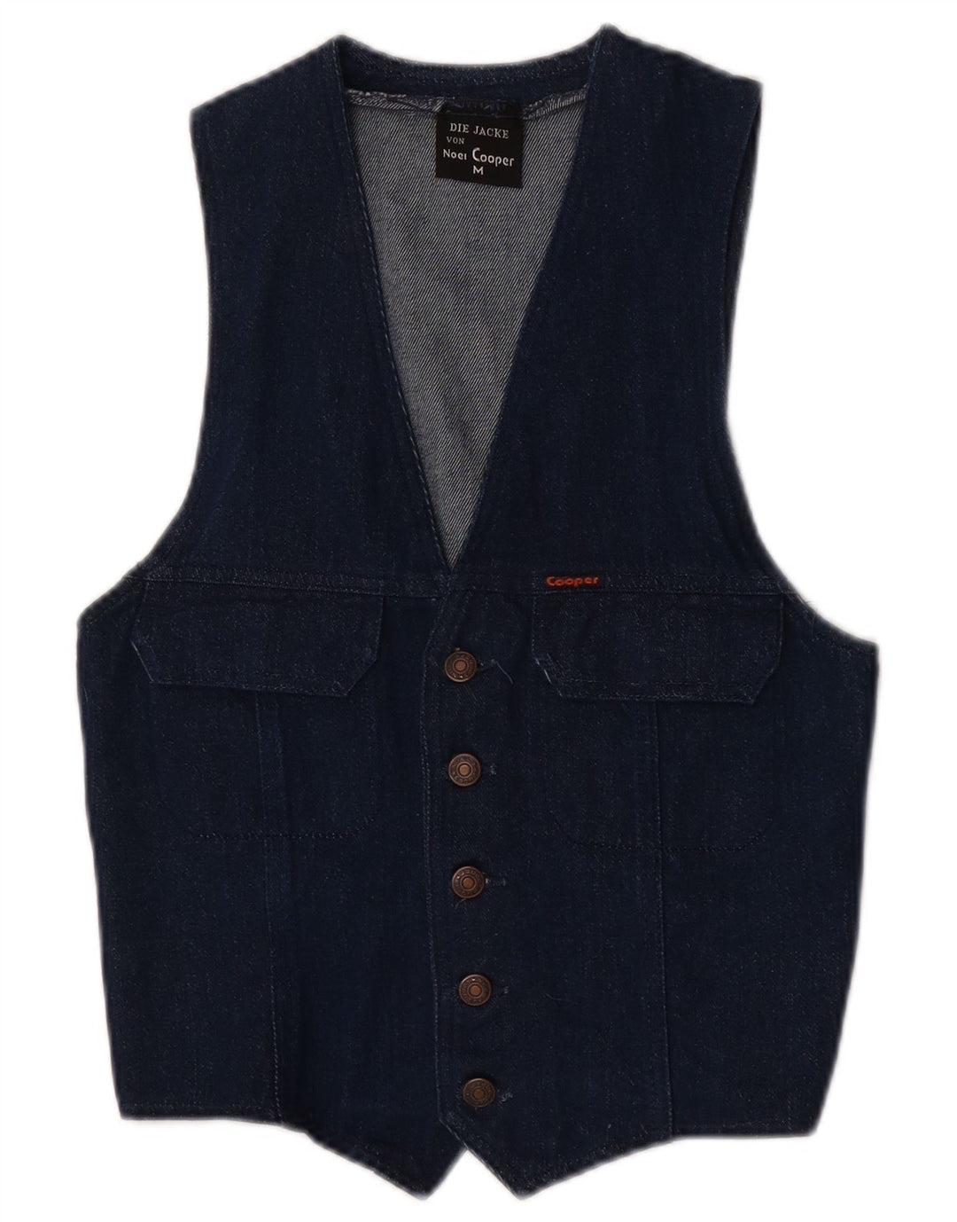 Vestă de denim vintage pentru bărbați, bumbac albastru mediu