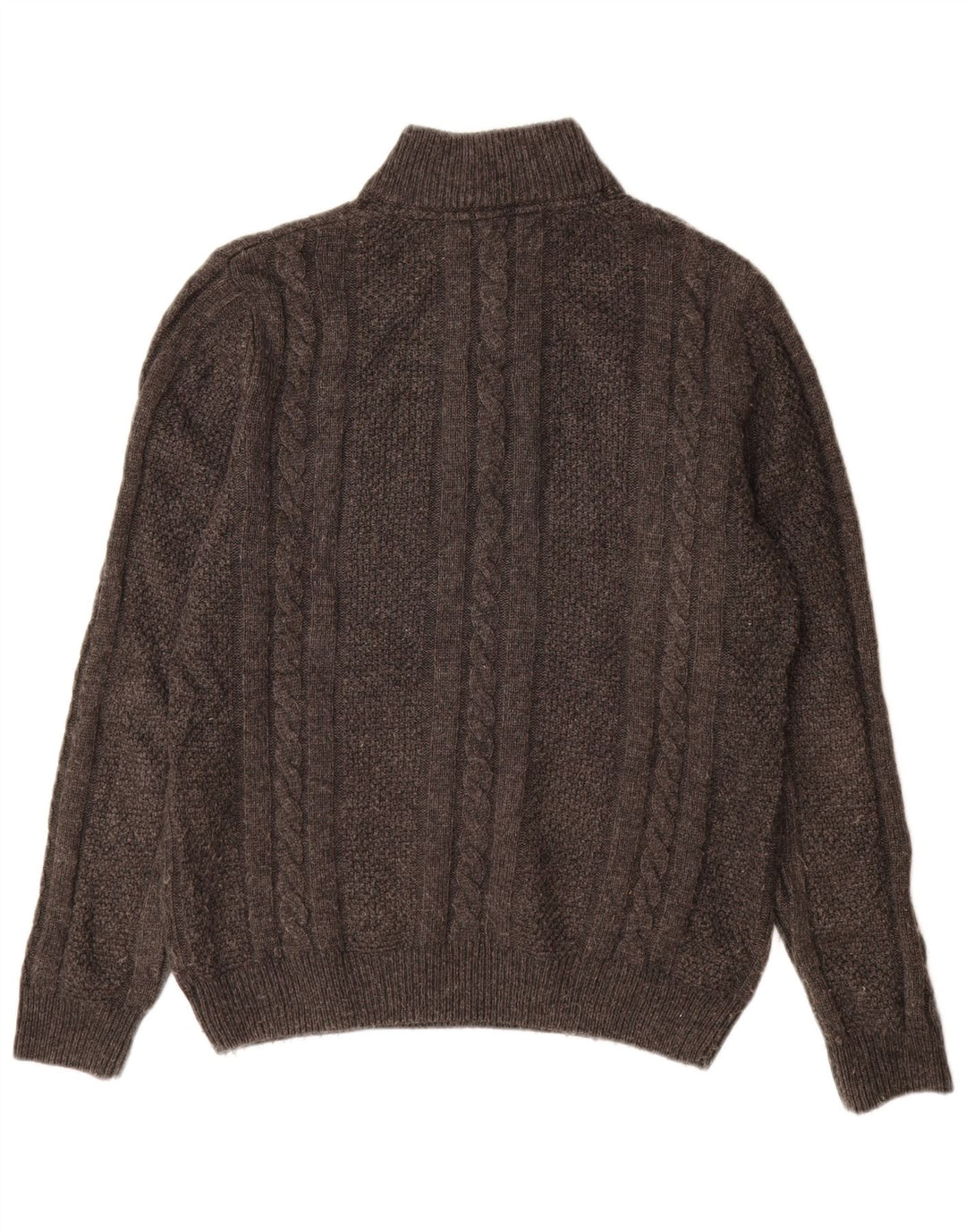 Crew Clothing Pulover pentru bărbați cu fermoar și gât, lână mare, gri