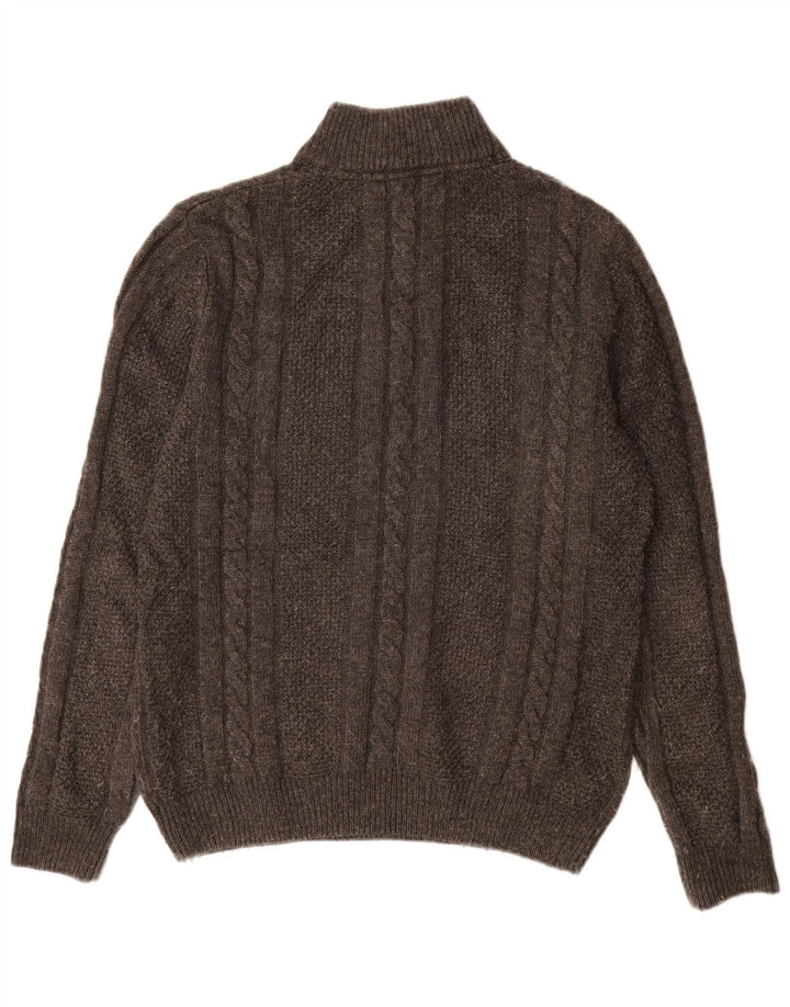 Crew Clothing Pulover pentru bărbați cu fermoar și gât, lână mare, gri