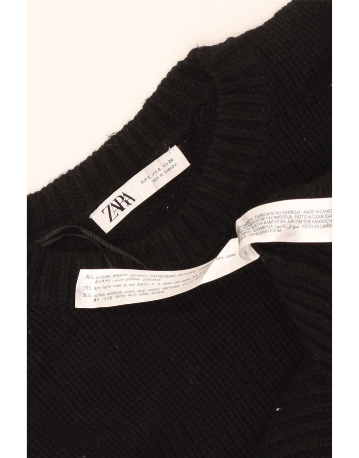 Pulover supradimensionat pentru femei Zara, cu gât crew, UK 10, poliester negru mic