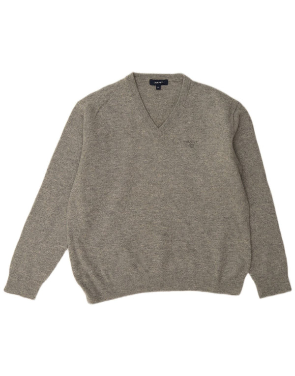 Pulover pentru femei Gant cu decolteu în V UK 18 XL Lână gri