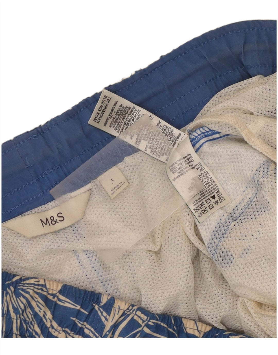 Pantaloni scurți de înot pentru bărbați Marks & Spencer, mari, albastru, cu flori din poliester