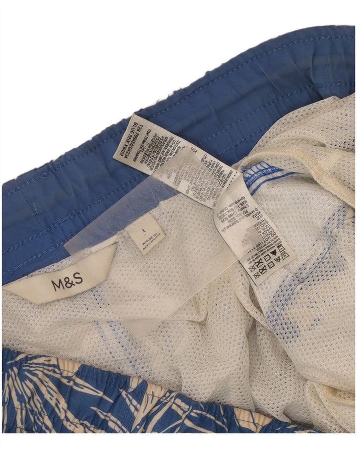 Pantaloni scurți de înot pentru bărbați Marks & Spencer, mari, albastru, cu flori din poliester
