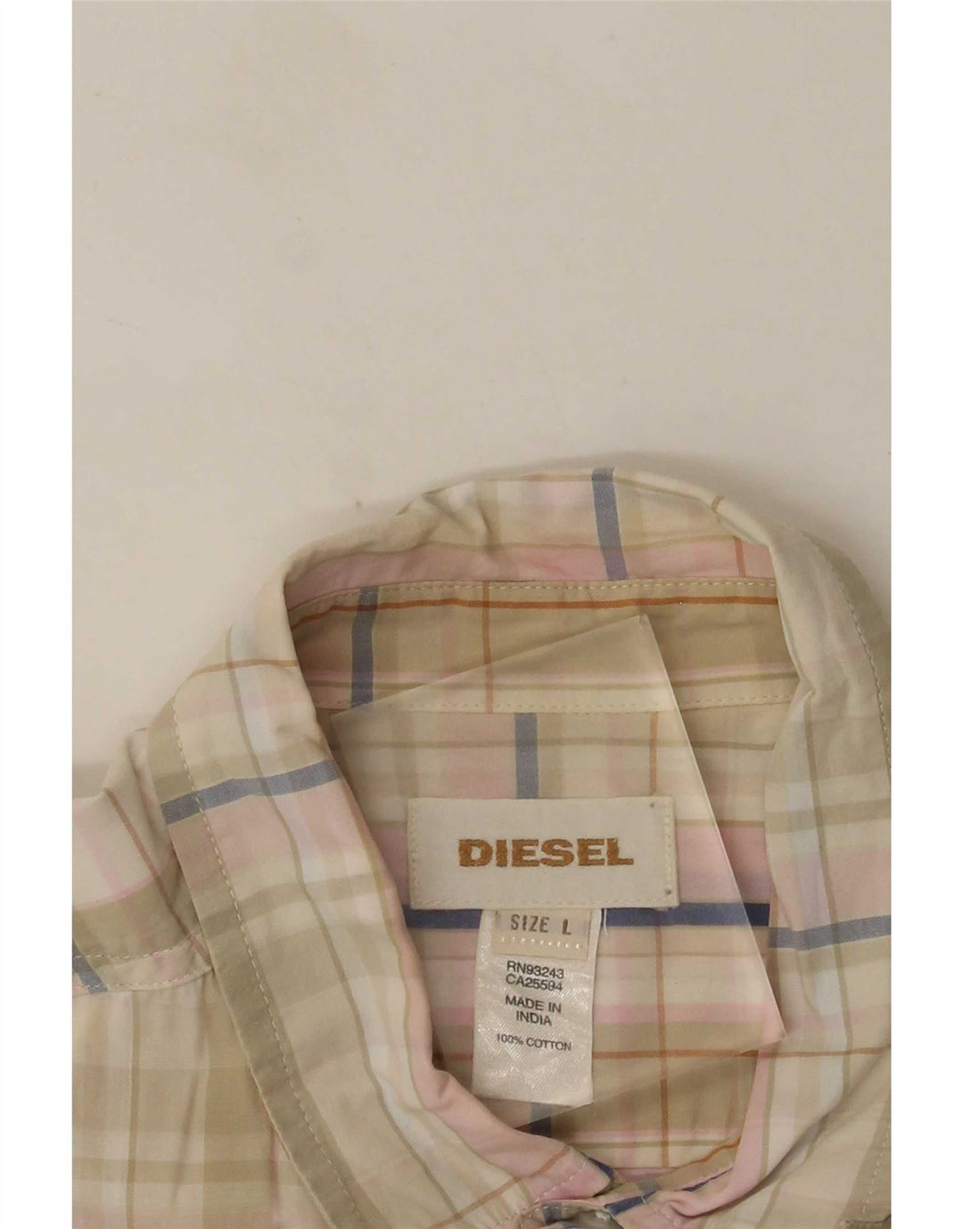Cămașă cu mânecă scurtă pentru bărbați Diesel, mare, bej, din bumbac