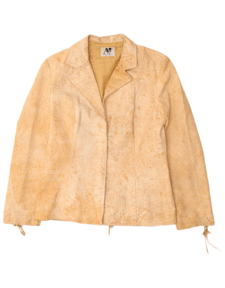 Jacheta de piele intoarsa pentru femei VINTAGE UK 12 Medium Beige Piele