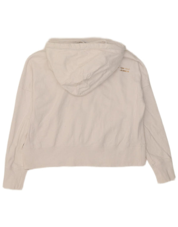 Jumper Superdry pentru damă, supradimensionat, crop grafic, cu glugă, UK 8, mic, alb