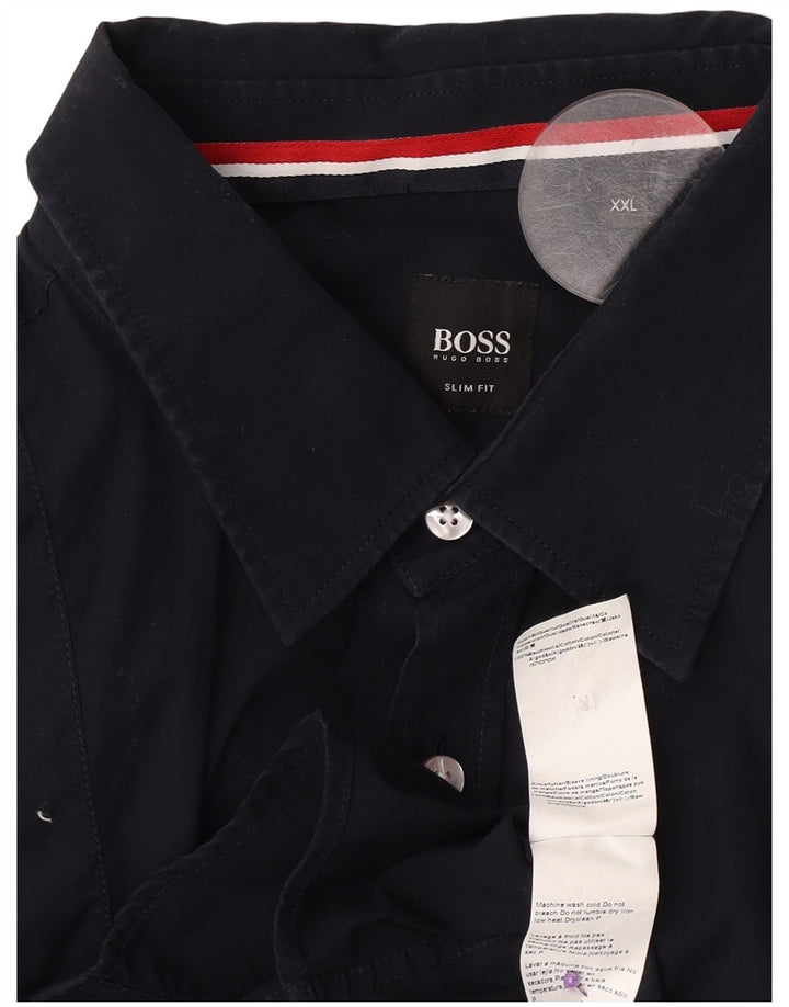 Cămașă pentru bărbați Hugo Boss Slim Fit 2XL, bumbac bleumarin