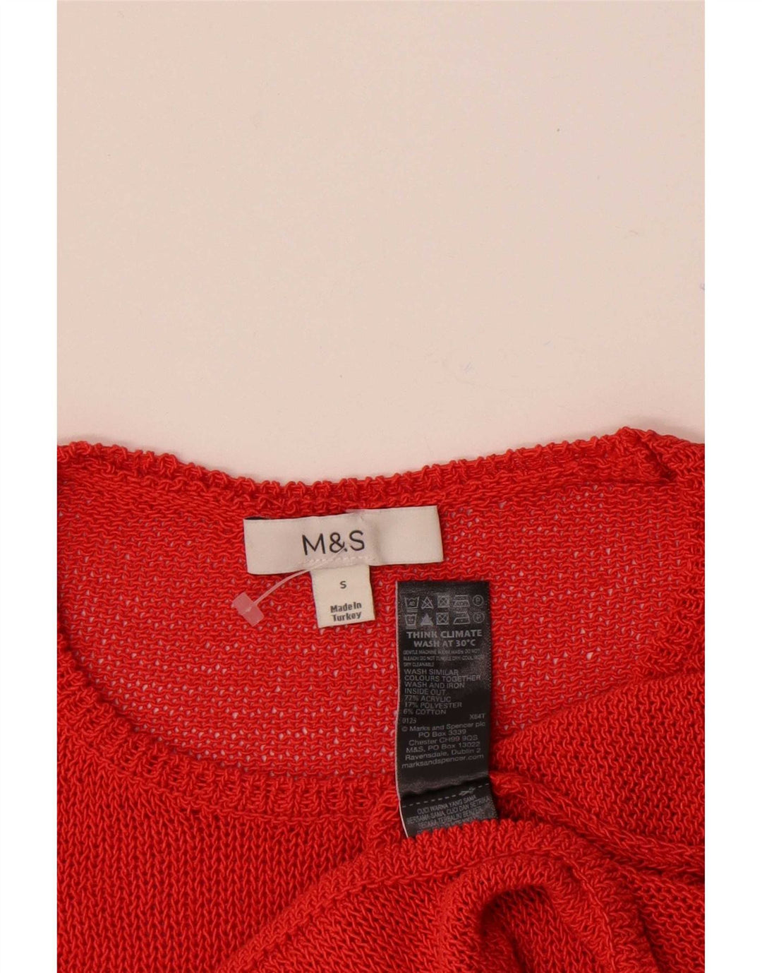 Marks & Spencer Womens Vest Top UK 10 Small Red Acrylic