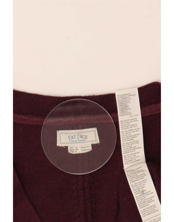 Pulover cardigan pentru femei Fat Face UK 12 Medium Burgundy Poliester