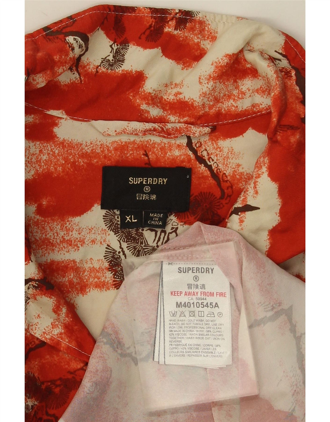 Cămașă cu mânecă scurtă pentru bărbați Superdry XL Red Tie Dye Cupro