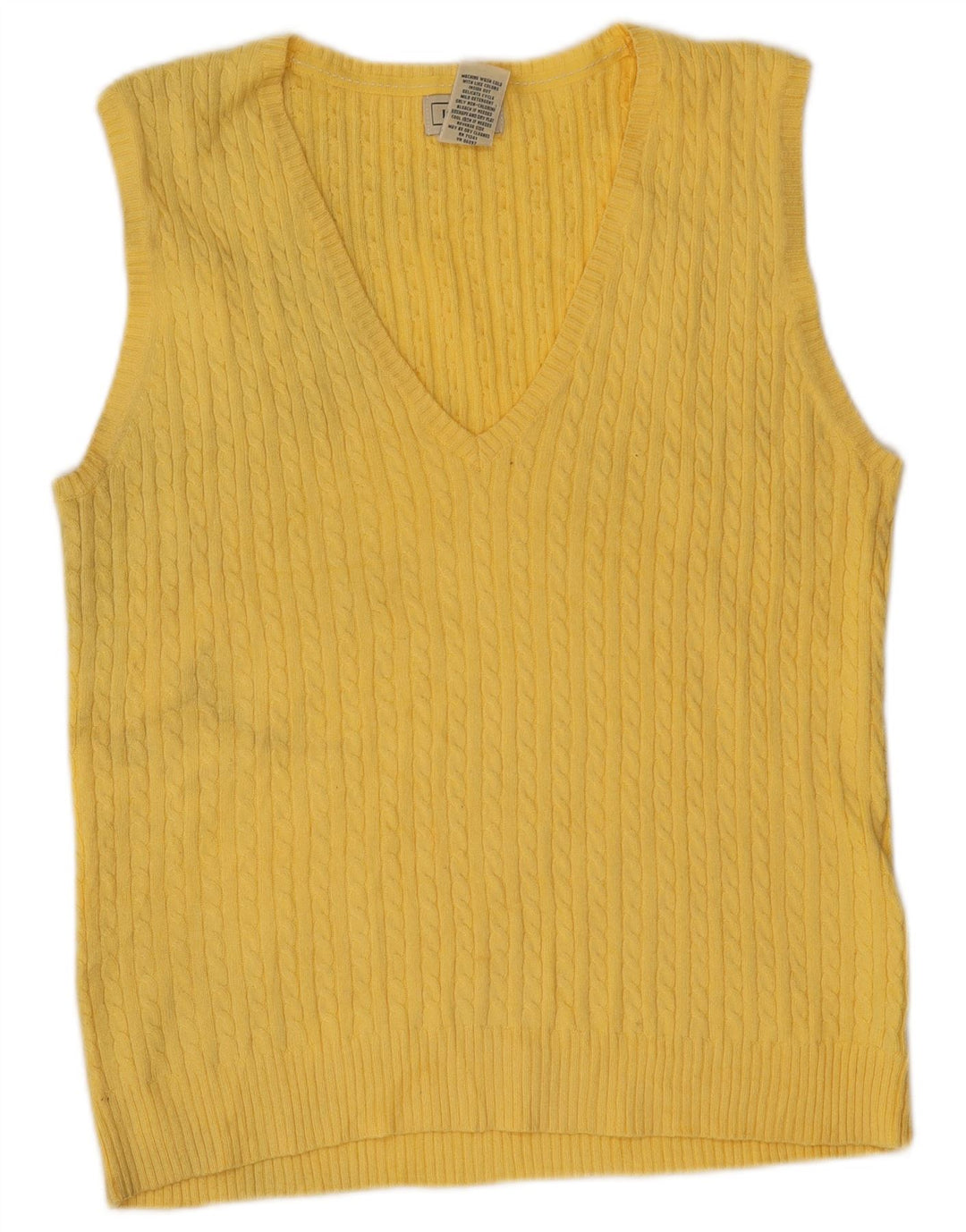 L.L.Bean Womens Vest Tank Top UK 12 Bumbac galben mediu