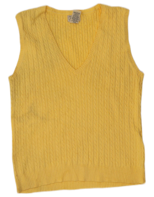 L.L.Bean Womens Vest Tank Top UK 12 Bumbac galben mediu