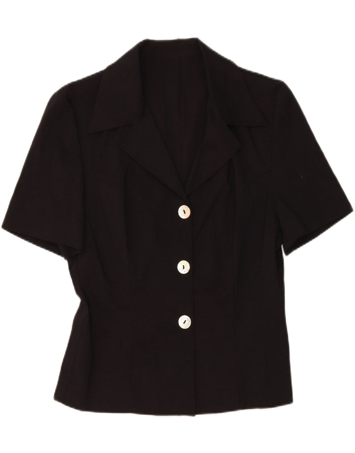 VINTAGE Womens Short Sleeve Cardigan Top IT 46 Large Black Polyester Vintage Vintage and Second-Hand Vintage from Messina Hembry 