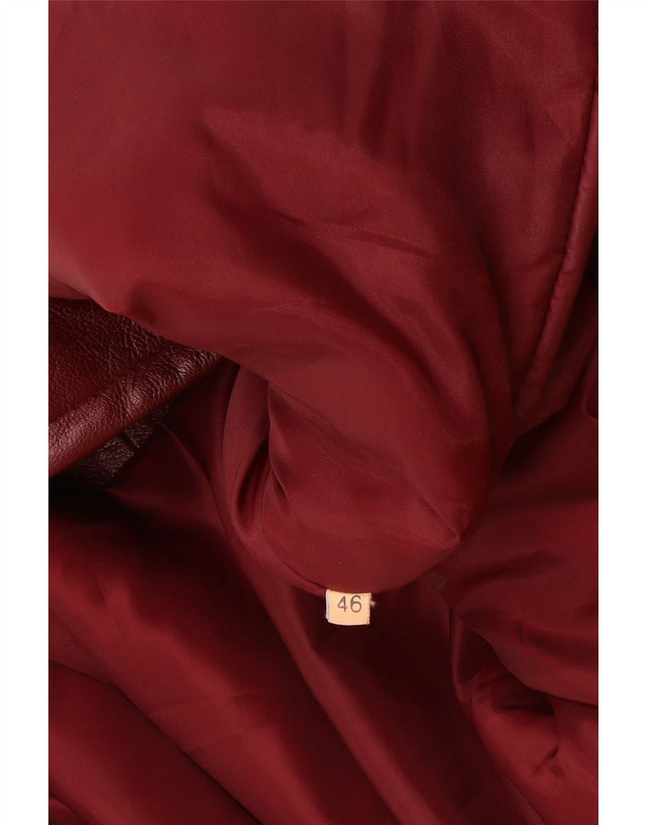 Palton din piele vintage pentru femei IT 46 Mare din piele burgundă
