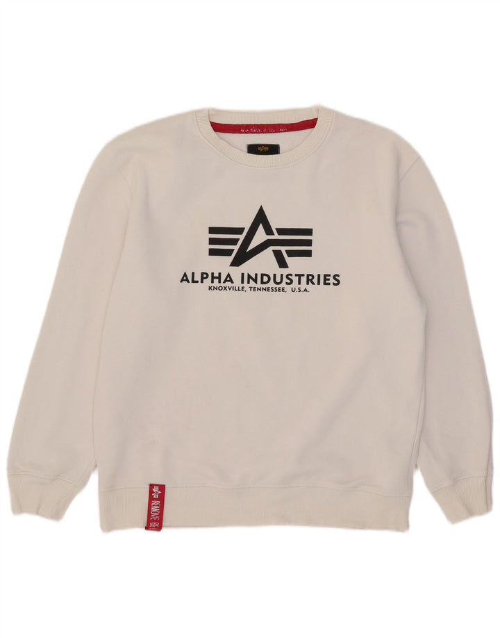 Hanorac grafic pentru bărbați Alpha Industries Pulover Bumbac alb mediu