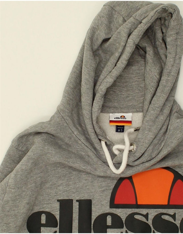ELLESSE Womens Graphic Hoodie Jumper UK 10 Small Grey | Vintage Ellesse | Thrift | Second-Hand Ellesse | Used Clothing | Messina Hembry 