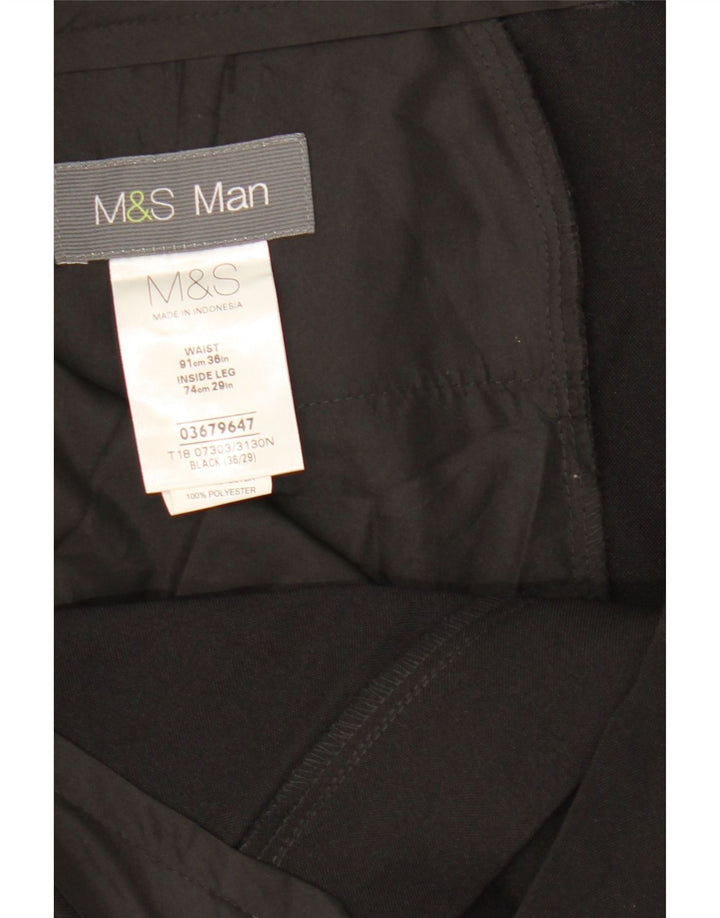 Pantaloni chino drepți pentru bărbați Marks & Spencer L36 L29 Poliester negru